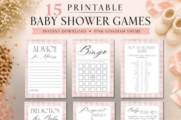 Download Pink Printable Baby Shower Games Bundle - Shower Collection