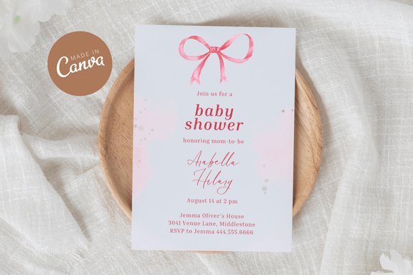 Download Coquette Baby Shower Invitiation Canva - Shower Collection