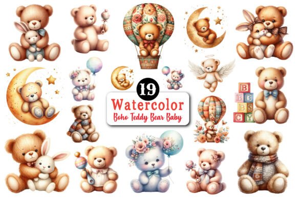 Download Boho Teddy Bear Baby Clipart - Boho teddy bear Collection