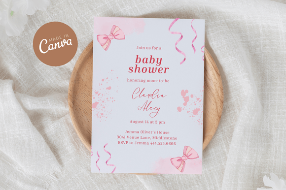 Download Coquette Baby Shower Invitiation Canva - Shower Collection