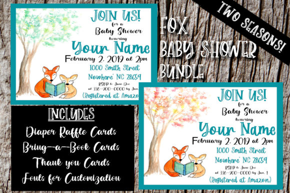 Download Fox Baby Shower Bundle with Fonts - Shower Collection
