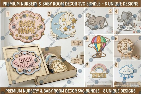 Download Nursery &amp; Baby Room Decor SVG Bundle - Baby room decor Collection