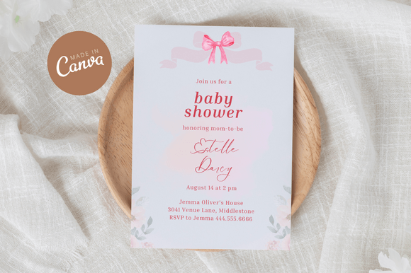 Download Coquette Baby Shower Invitiation Canva - Shower Collection
