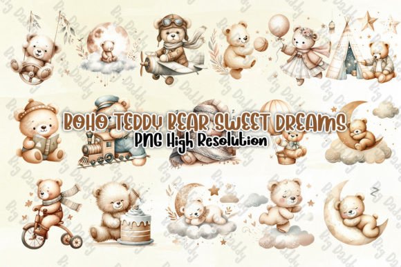 Download Boho Teddy Bear Sweet Dreams Clipart PNG - Boho teddy bear Collection