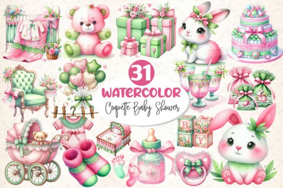 Download Pastel Coquette Baby Shower Clipart - Shower Collection