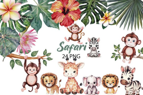 Download Safari Watercolor Clipart, Baby Shower - Shower Collection