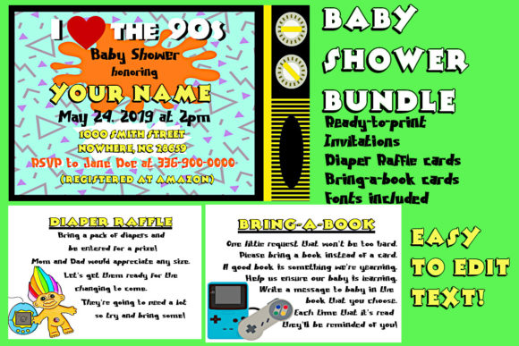 Download I Love the 90s Baby Shower Bundle - Shower Collection